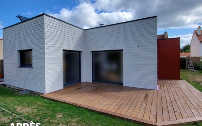Rénovation d’un bardage bois en clin à Bouguenais 44340